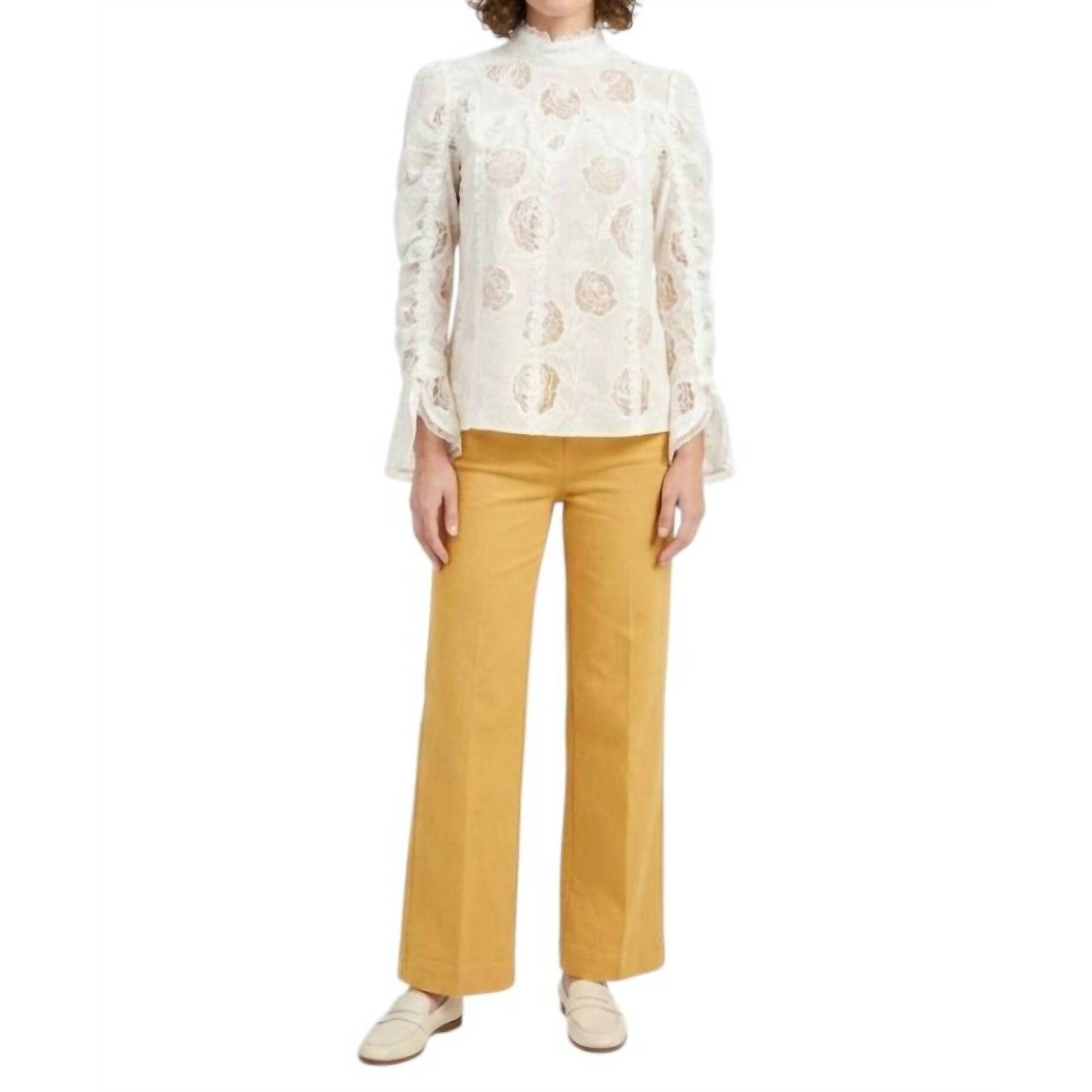 New Anna Sui Victorian Cottage Rose Blouse In White